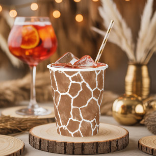 Giraffe Skin Pattern Saddle Brown ID1152 Paper Cups