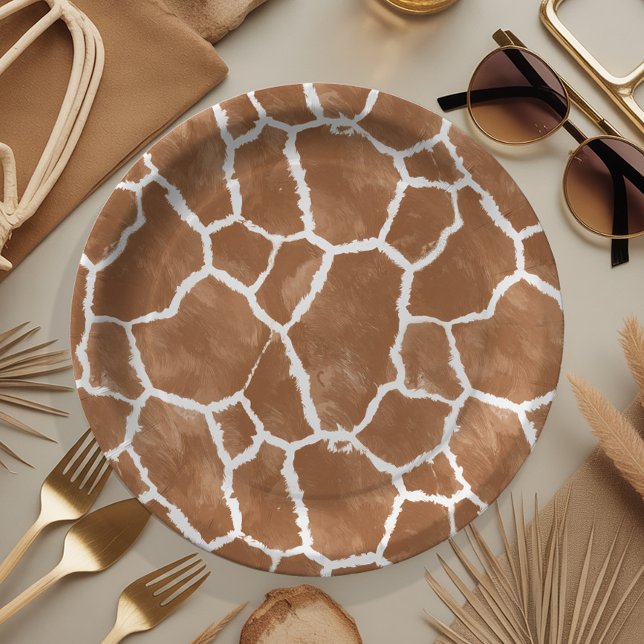 Giraffe Skin Pattern Saddle Brown ID1152 Paper Plate (Creator Uploaded)