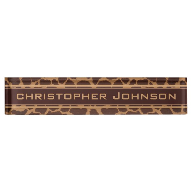 Giraffe Skin Print Pattern Personalise Nameplate (Front)