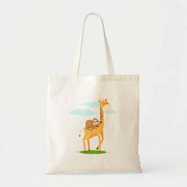 Giraffe Sloth Funny Gift For Kids Tote Bag (Front)