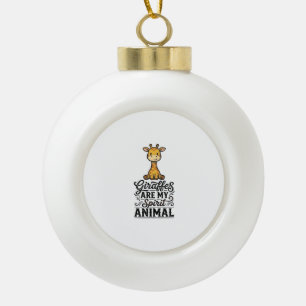 Giraffe Spirit Animal Vintage Engraving Shirt Desi Ceramic Ball Christmas Ornament