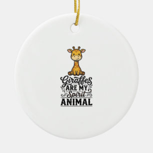 Giraffe Spirit Animal Vintage Engraving Shirt Desi Ceramic Tree Decoration