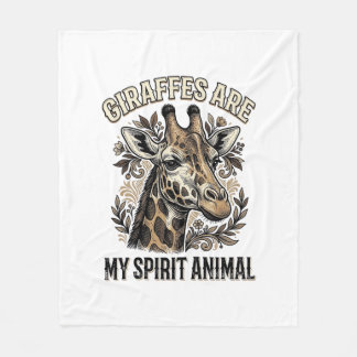 Giraffe Spirit Animal Vintage Engraving Shirt Desi Fleece Blanket