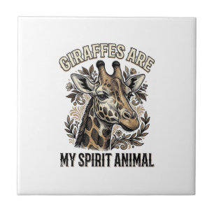 Giraffe Spirit Animal Vintage Engraving Shirt Desi Tile