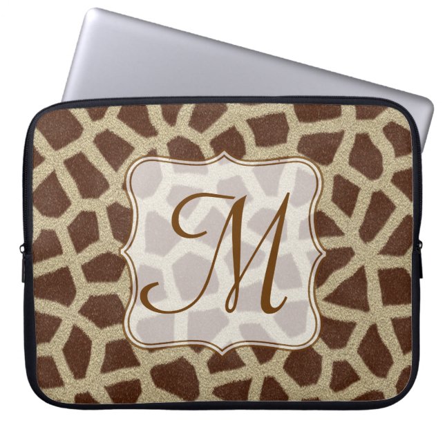 Giraffe Spot Animal Print Monogram 15" Laptop Case (Front)