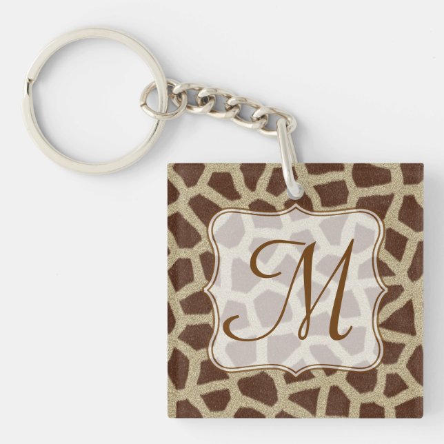 Giraffe Spot Animal Print Wild Cat Safar Key Chain (Front)