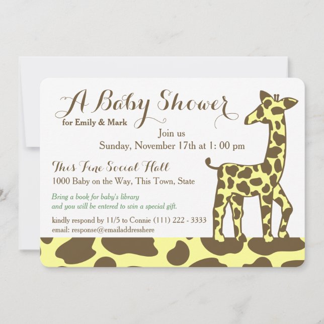 Giraffe Spots Baby Shower Invitation (Front)