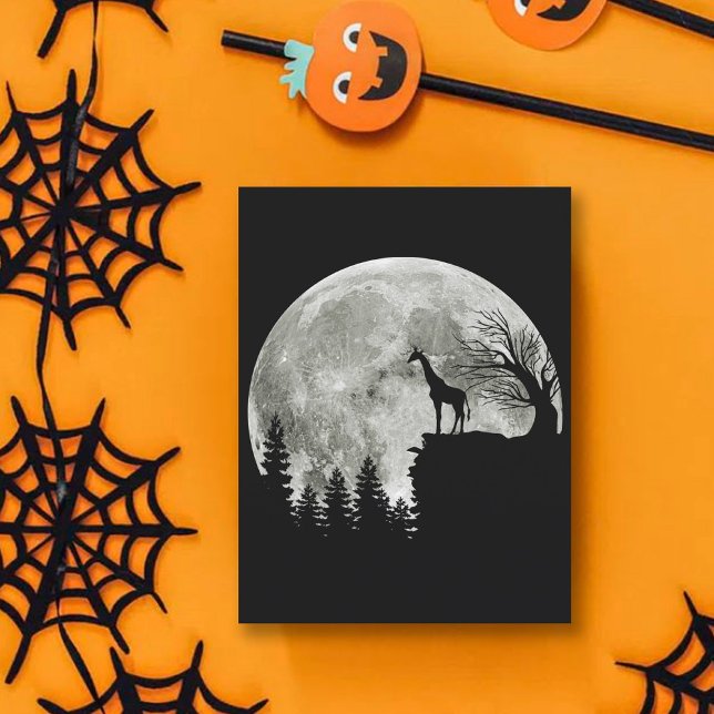Giraffe Stand On Mountain Spooky Halloween Moon Postcard (Creator Uploaded)