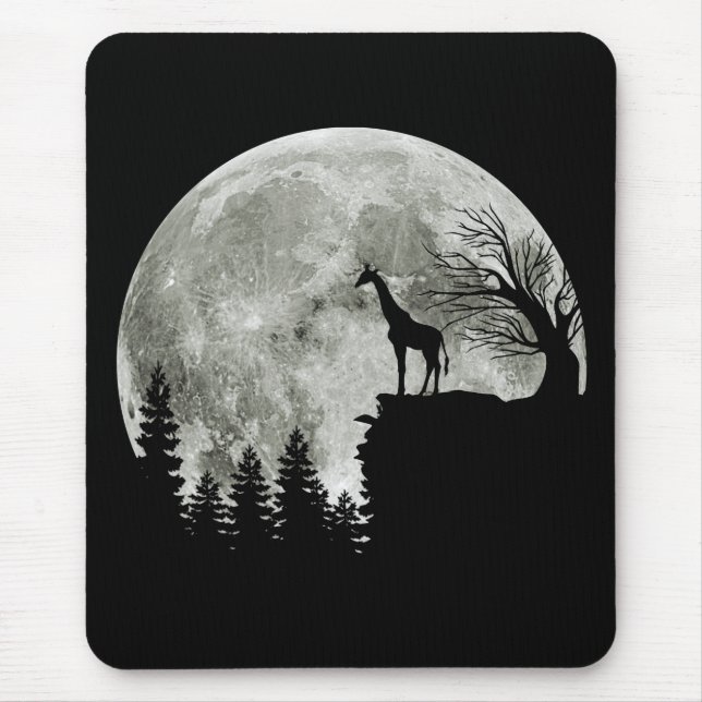 Giraffe Standing On Moon Halloween Gift For Her Mouse Pad (Front)