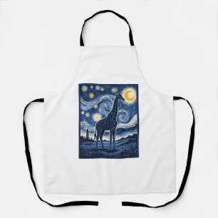 Giraffe Starry Night Vintage Apron