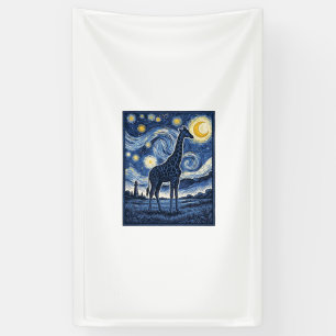 Giraffe Starry Night Vintage Banner