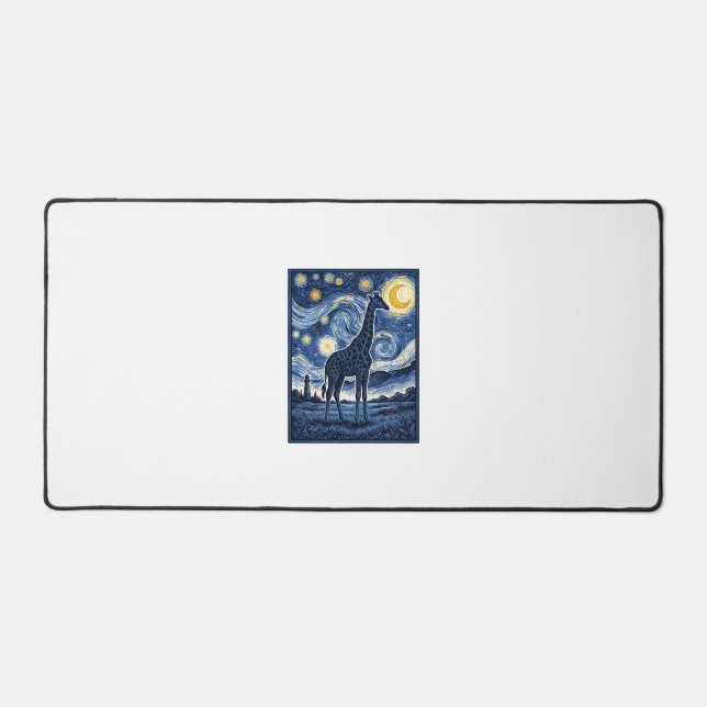 Giraffe Starry Night Vintage Desk Mat (Front)
