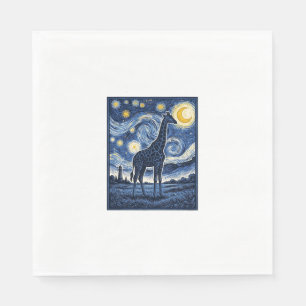 Giraffe Starry Night Vintage Napkin