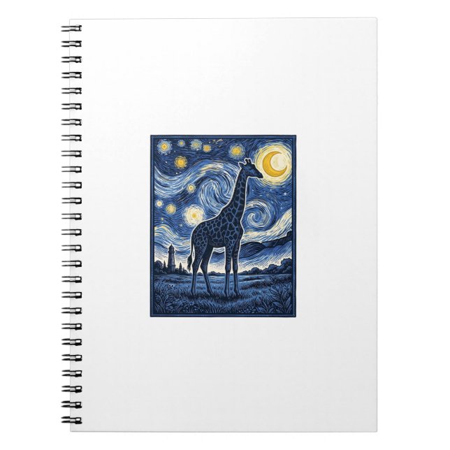 Giraffe Starry Night Vintage Notebook (Front)