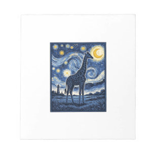 Giraffe Starry Night Vintage Notepad