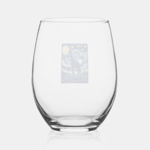 Giraffe Starry Night Vintage Stemless Wine Glass