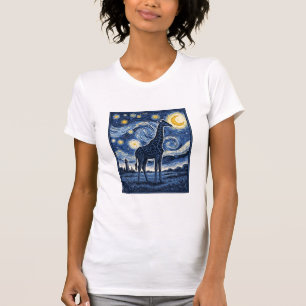 Giraffe Starry Night Vintage T-Shirt