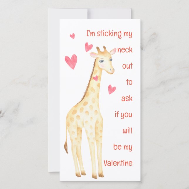 Giraffe-Sticking My Neck Out Valentines Card (Front)