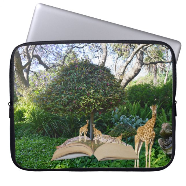 Giraffe Story Book Time, Laptop Sleeve (Front)