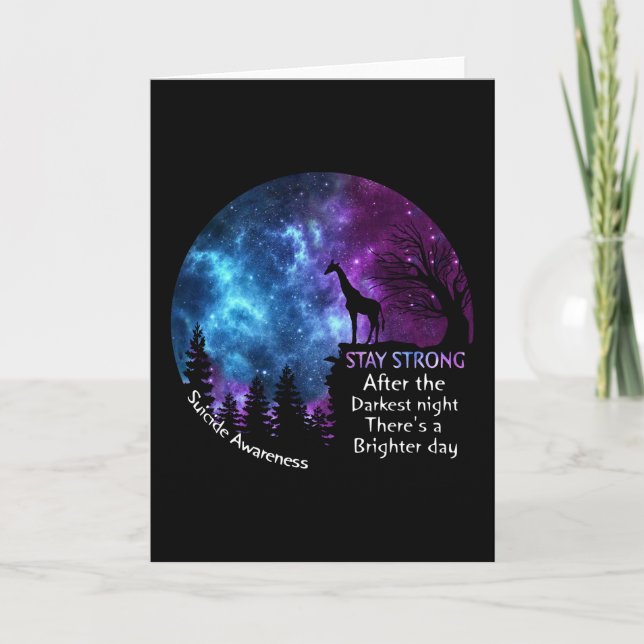 Giraffe Suicide Awareness Stay Strong Giraffe Gift Card (Front)