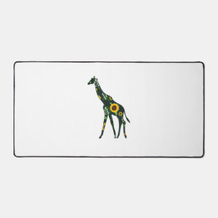 Giraffe Sunflower Girl Floral Ruminant Hawaiian Wo Desk Mat