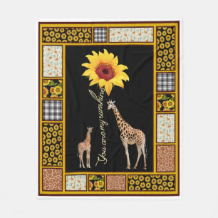 Giraffe Sunflower You Are My Sunshine Fleece Blanket