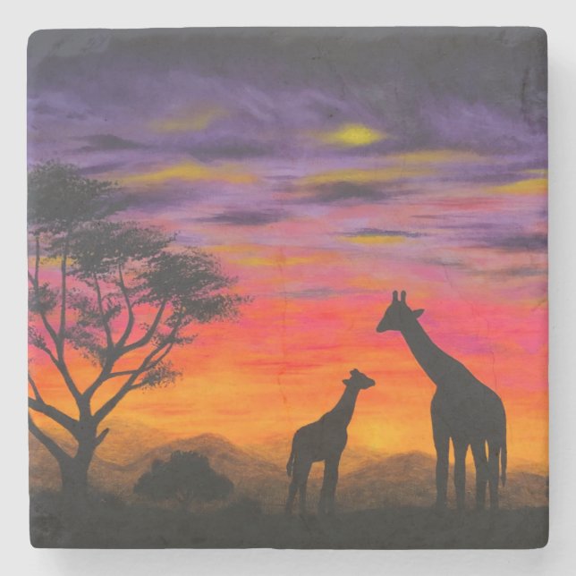 "Giraffe Sunset" Coaster by Gregg's Deep Colours (Front)