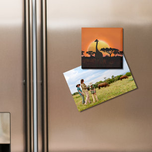 Giraffe Sunset Magnet African Safari Wildlife
