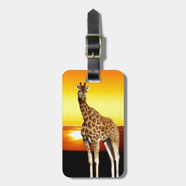 Giraffe Sunshine Popout  Art, Luggage Tag (Front Vertical)