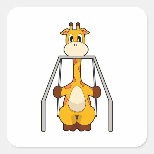 Giraffe Swing Square Sticker (Front)
