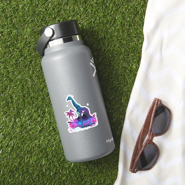 Giraffe Synthwave Vaporwave Art   (HydroFlask Insitu)
