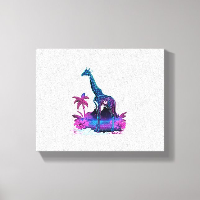 Giraffe Synthwave Vaporwave Art   Canvas Print (Front)