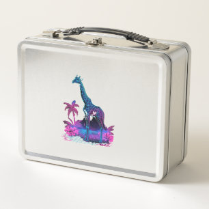 Giraffe Synthwave Vaporwave Art   Metal Lunch Box