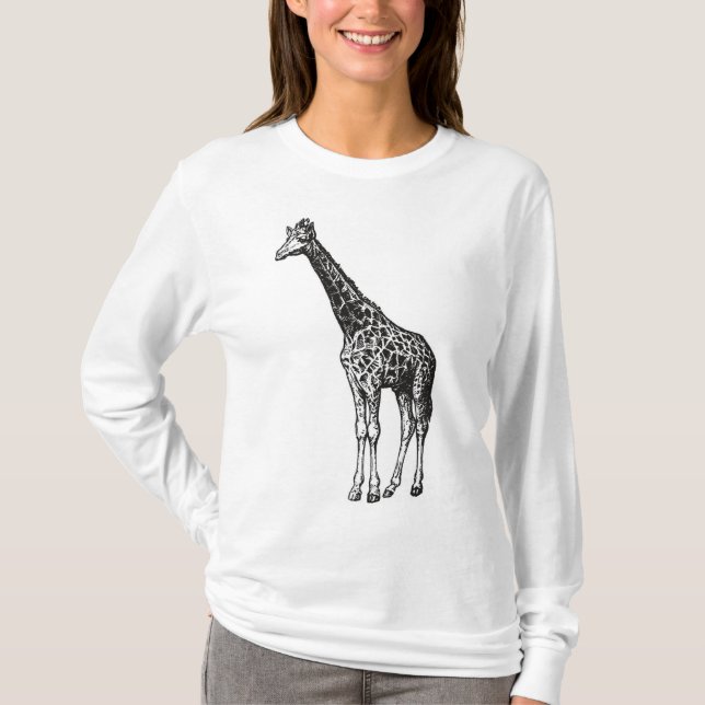 Giraffe T-shirt, Animal Print, Wild Animals, T-Shirt (Front)