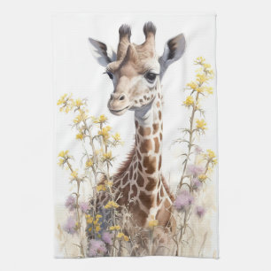 Giraffe tea towel