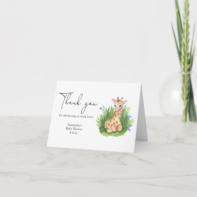 Giraffe - thank you baby shower card (Front)
