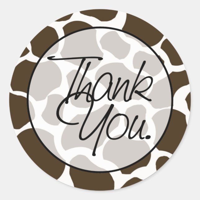 Giraffe | Thank You Classic Round Sticker (Front)