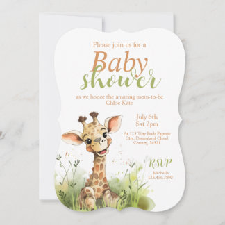 Giraffe-Themed Baby Shower Invitation