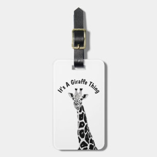 Giraffe Thing Black White Grey Digital Art Luggage Tag