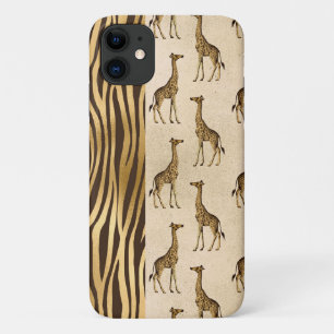 Giraffe & Tiger Print Gold Brown Pretty Chic Case-Mate iPhone Case