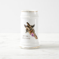 Giraffe Tongue Out Playful Beer Stein Cheers