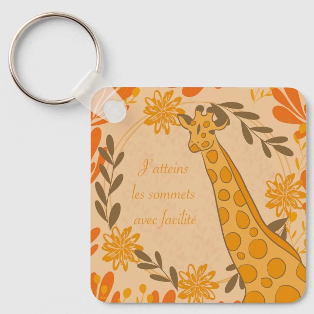 giraffe,totem animal,chakra,positive affirmation key ring (Front)