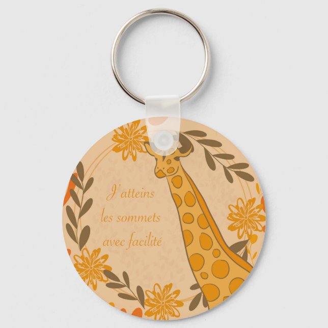 giraffe,totem animal,chakra,positive affirmation key ring (Front)