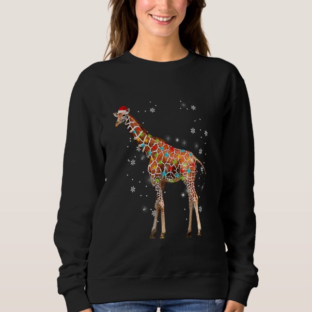 Giraffe Tree Light Christmas Sweater Xmas Animal   (Front)