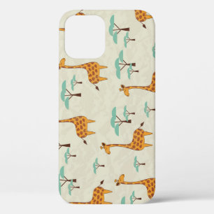 Giraffe tree vintage pattern. iPhone 12 case