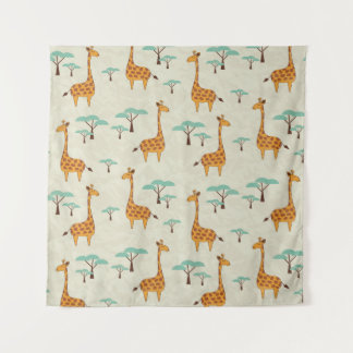 Giraffe tree vintage pattern. tapestry