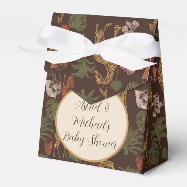Giraffe & Tropical Leaves Vintage Baby Shower  Favour Box (Front Side)