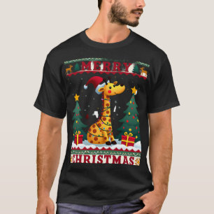 Giraffe Ugly Christmas Sweaters Funny Santa Hat Li