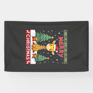 Giraffe Ugly Christmas Sweaters Funny Santa Hat Li Banner