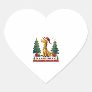 Giraffe Ugly Christmas Sweaters Funny Santa Hat Li Heart Sticker